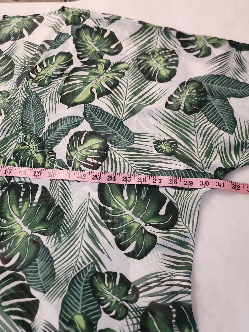 Tropical Leaf Kimono Cardigan - Green & White - Picture 6 of 7